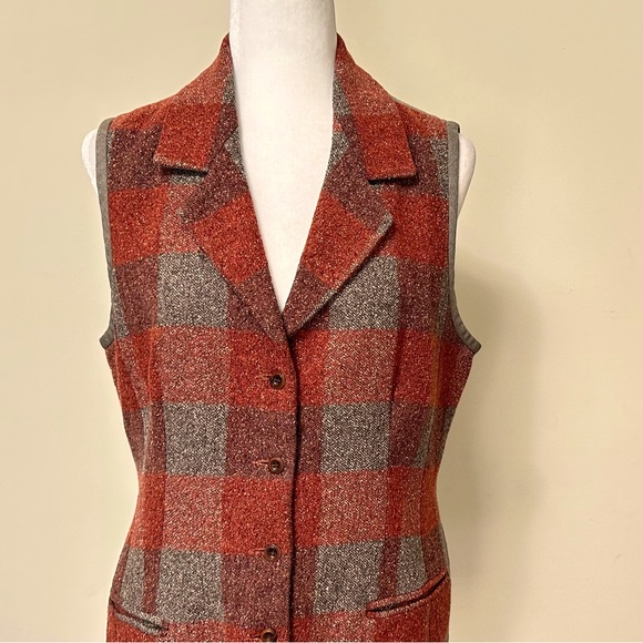 Philippe Adec Paris Earth Tones on Silk Wool 4 Button Front w Back Tie Vest 10 - Picture 6 of 15